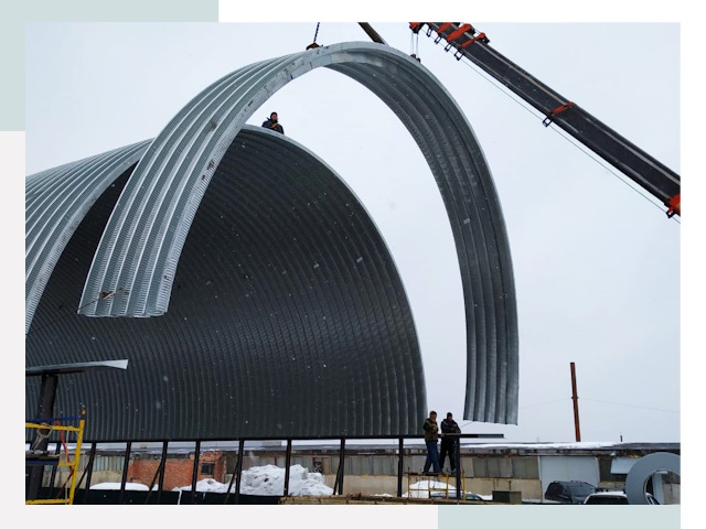 Полукруглые ангары в Качканаре